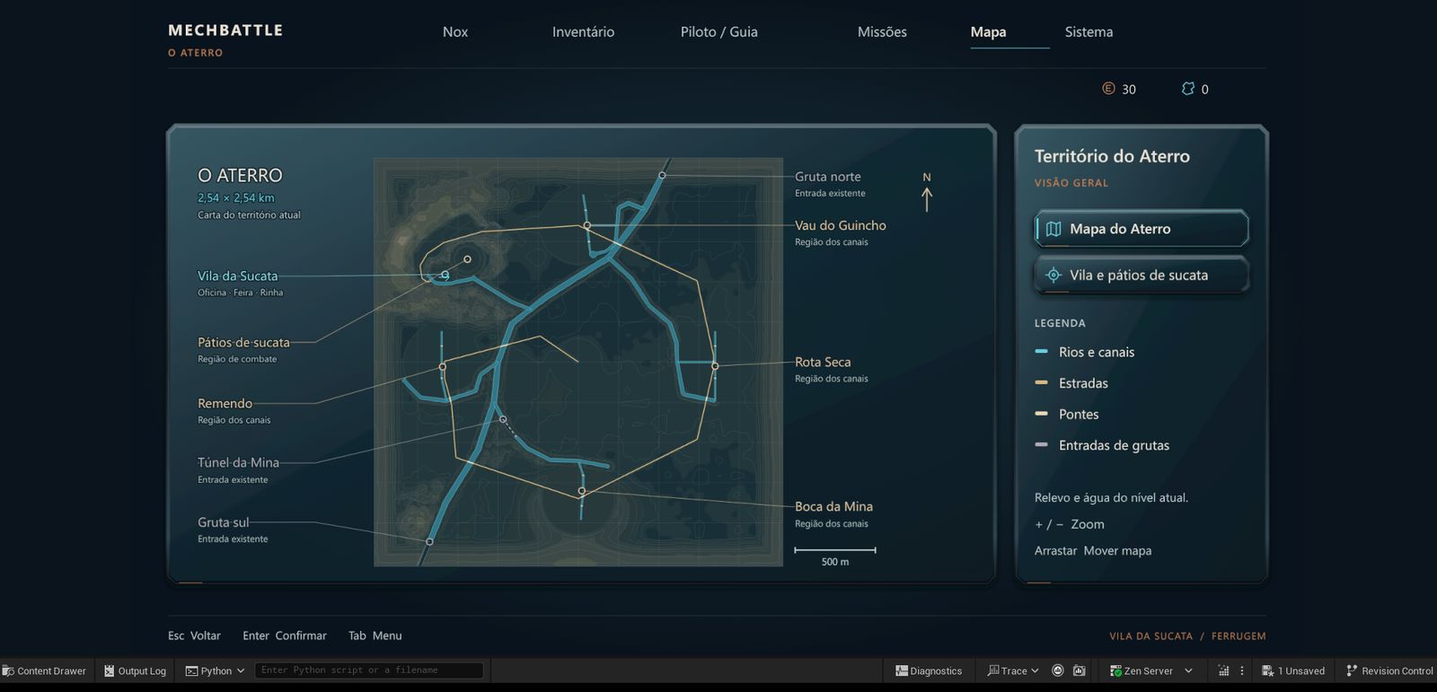 Mapa do Aterro no menu do jogo